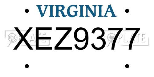 XEZ9377 Virginia License Plate