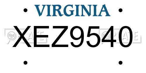 XEZ9540 Virginia License Plate