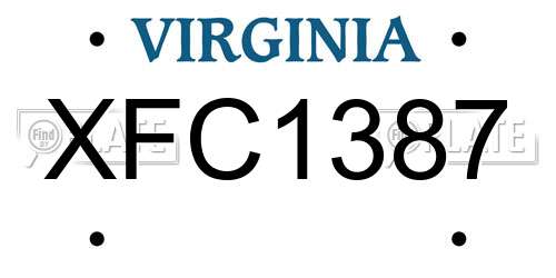 XFC1387 Virginia License Plate