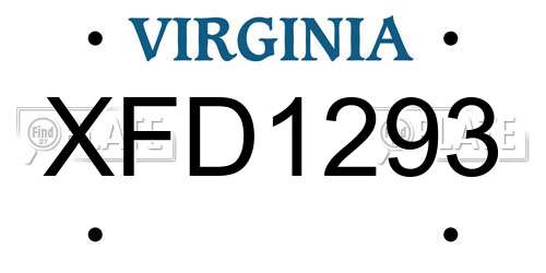 XFD1293 Virginia License Plate
