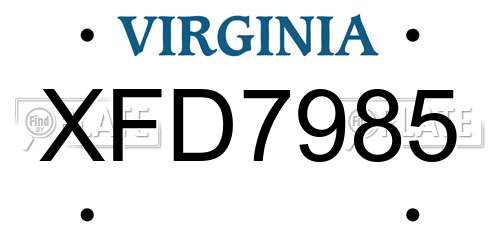 XFD7985 Virginia License Plate