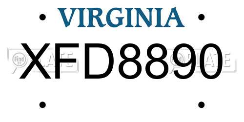 XFD8890 Virginia License Plate