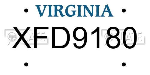 XFD9180 Virginia License Plate