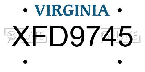 XFD9745 Virginia License Plate