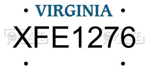 XFE1276 Virginia License Plate
