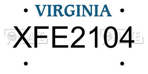 XFE2104 Virginia License Plate