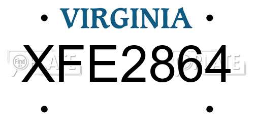 XFE2864 Virginia License Plate