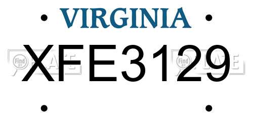 XFE3129 Virginia License Plate