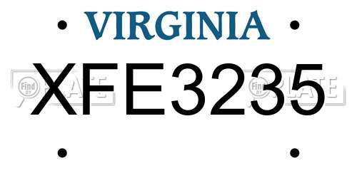 XFE3235 Virginia License Plate