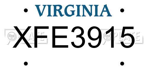 XFE3915 Virginia License Plate