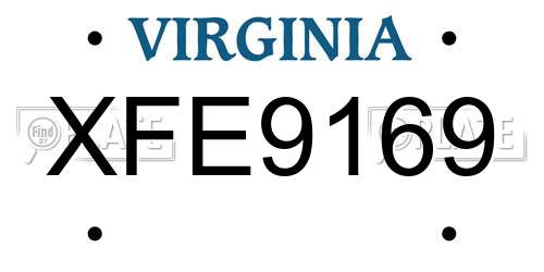 XFE9169 Virginia License Plate