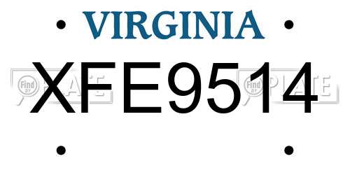 XFE9514 Virginia License Plate
