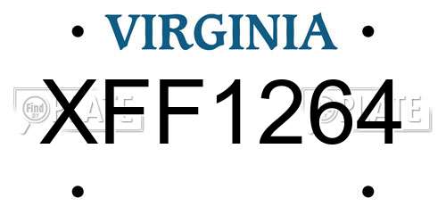 XFF1264 Virginia License Plate