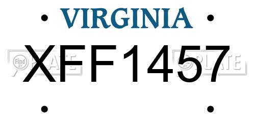 XFF1457 Virginia License Plate