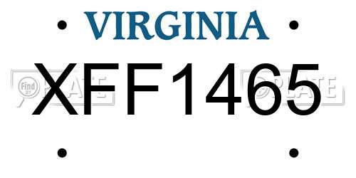 XFF1465 Virginia License Plate