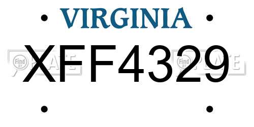 XFF4329 Virginia License Plate