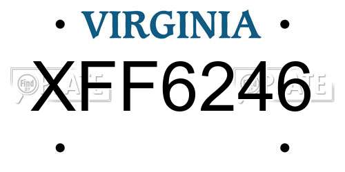 XFF6246 Virginia License Plate
