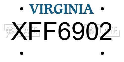 XFF6902 Virginia License Plate
