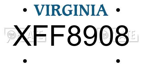 XFF8908 Virginia License Plate