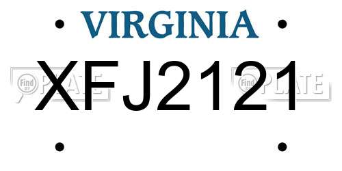XFJ2121 Virginia License Plate