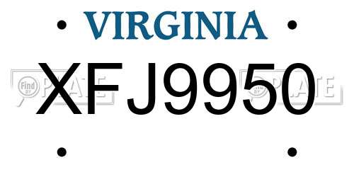 XFJ9950 Virginia License Plate