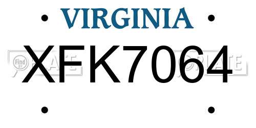 XFK7064 Virginia License Plate