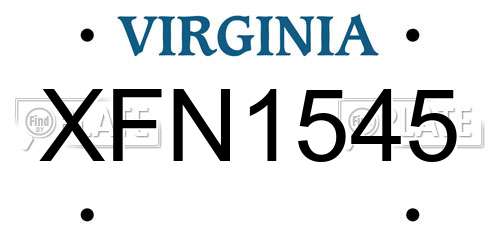 XFN1545 Virginia License Plate