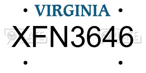 XFN3646 Virginia License Plate