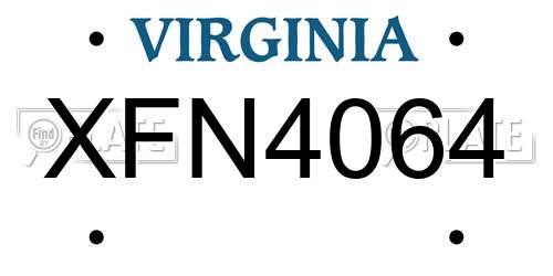 XFN4064 Virginia License Plate