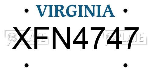 XFN4747 Virginia License Plate