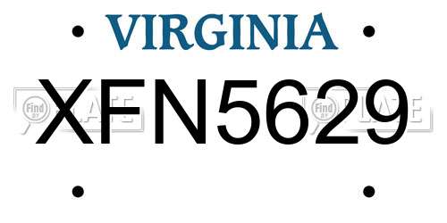 XFN5629 Virginia License Plate