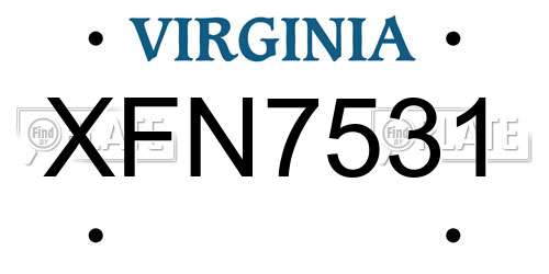 XFN7531 Virginia License Plate