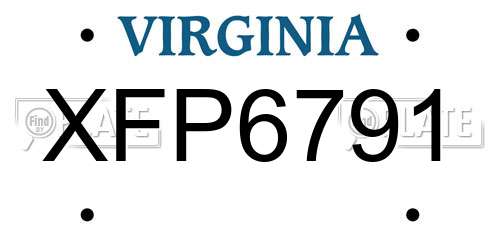 XFP6791 Virginia License Plate