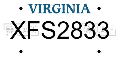 XFS2833 Virginia License Plate