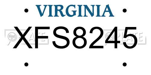 XFS8245 Virginia License Plate