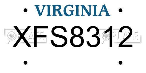 XFS8312 Virginia License Plate