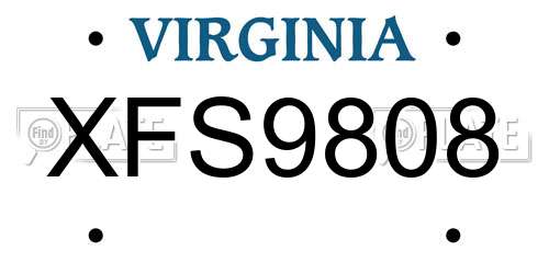 XFS9808 Virginia License Plate