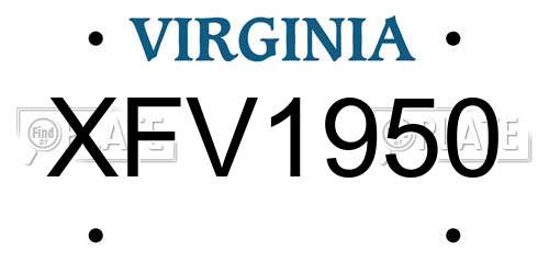 XFV1950 Virginia License Plate