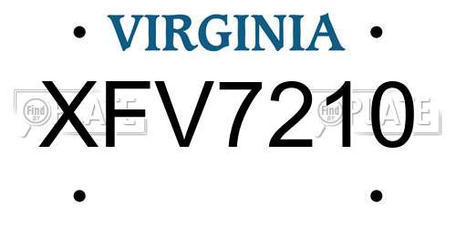 XFV7210 Virginia License Plate