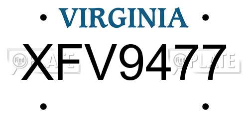 XFV9477 Virginia License Plate