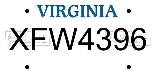 XFW4396 Virginia License Plate