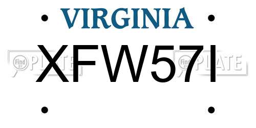 XFW57I Virginia License Plate