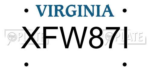 XFW87I Virginia License Plate