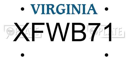 XFWB71 Virginia License Plate