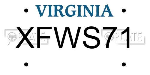XFWS71 Virginia License Plate