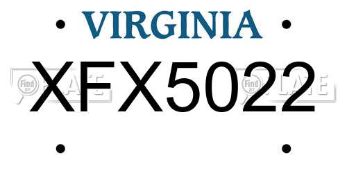 XFX5022 Virginia License Plate
