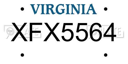 XFX5564 Virginia License Plate