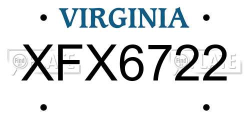XFX6722 Virginia License Plate