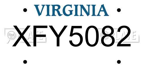 XFY5082 Virginia License Plate