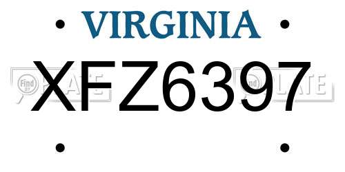 XFZ6397 Virginia License Plate